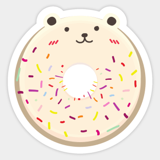 White bear cute donut with sprinkles Sticker